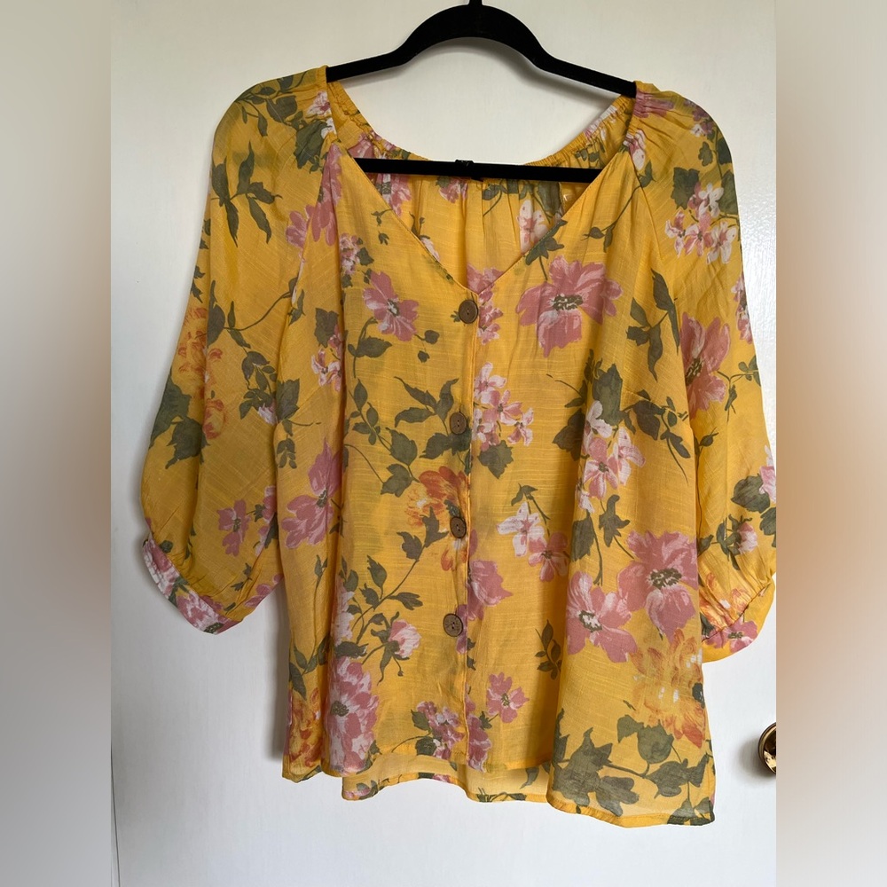 Unique Spectrum Floral Yellow Blouse